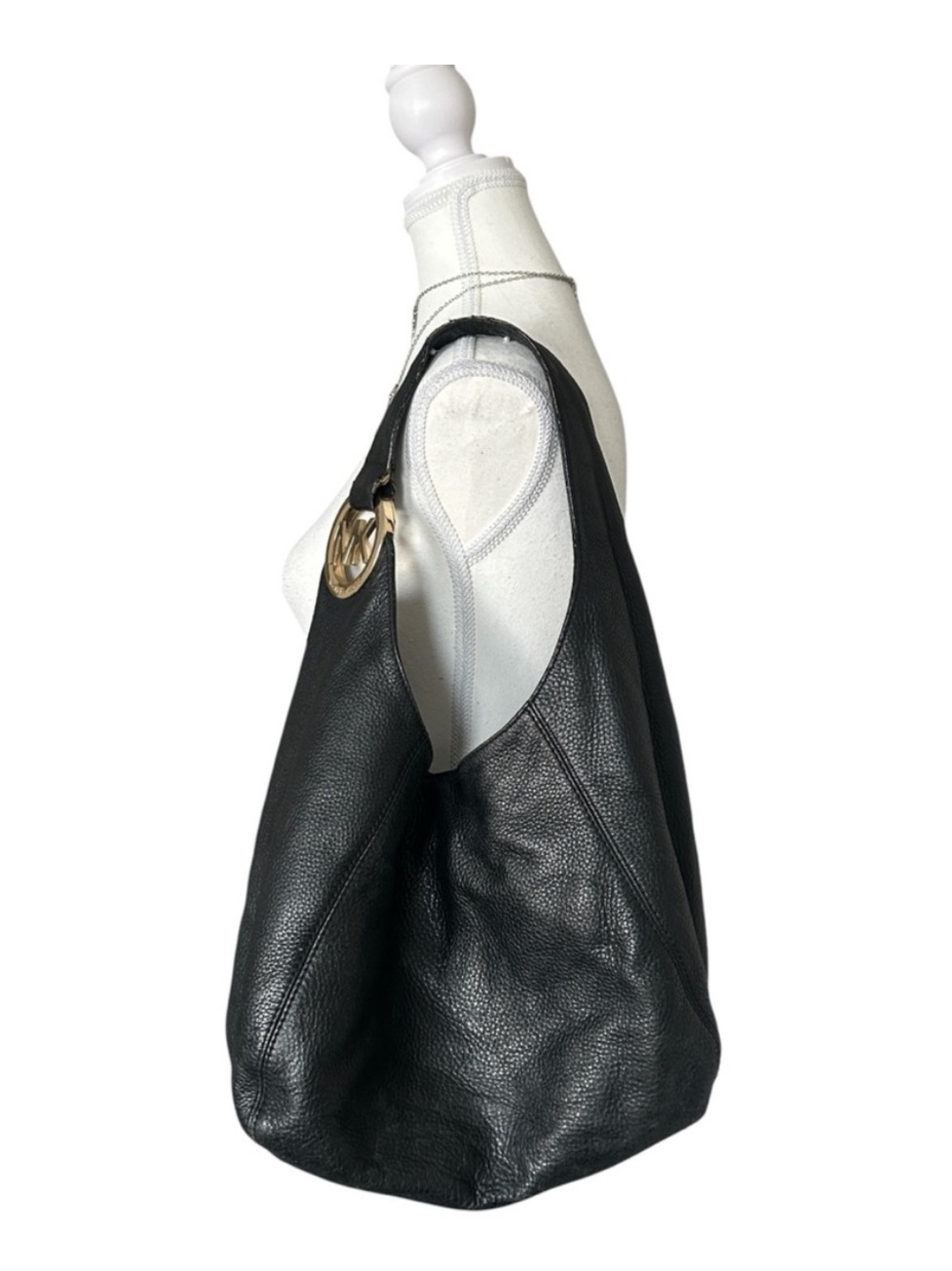 Y2K “Michael Kors” Fulton Black Pebble Leather Hobo Style Shoulder Bag